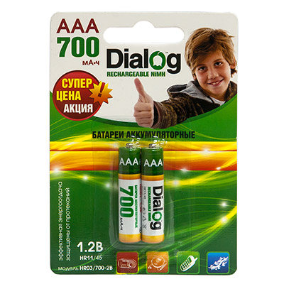 Аккумулятор HR03 (AAA) 700 mAh, 1.2В Ni-MH DIALOG Аккумулятор HR03 (AAA) 700 mAh, 1.2В Ni-MH DIALOG