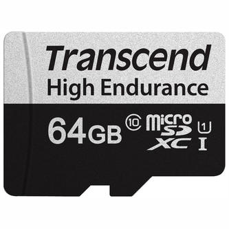 Карта памяти microSDXC 64 Гб Transcend Сlass 10 UHS1 R100W45 повышенной надежности (HIGH ENDURANCE)
