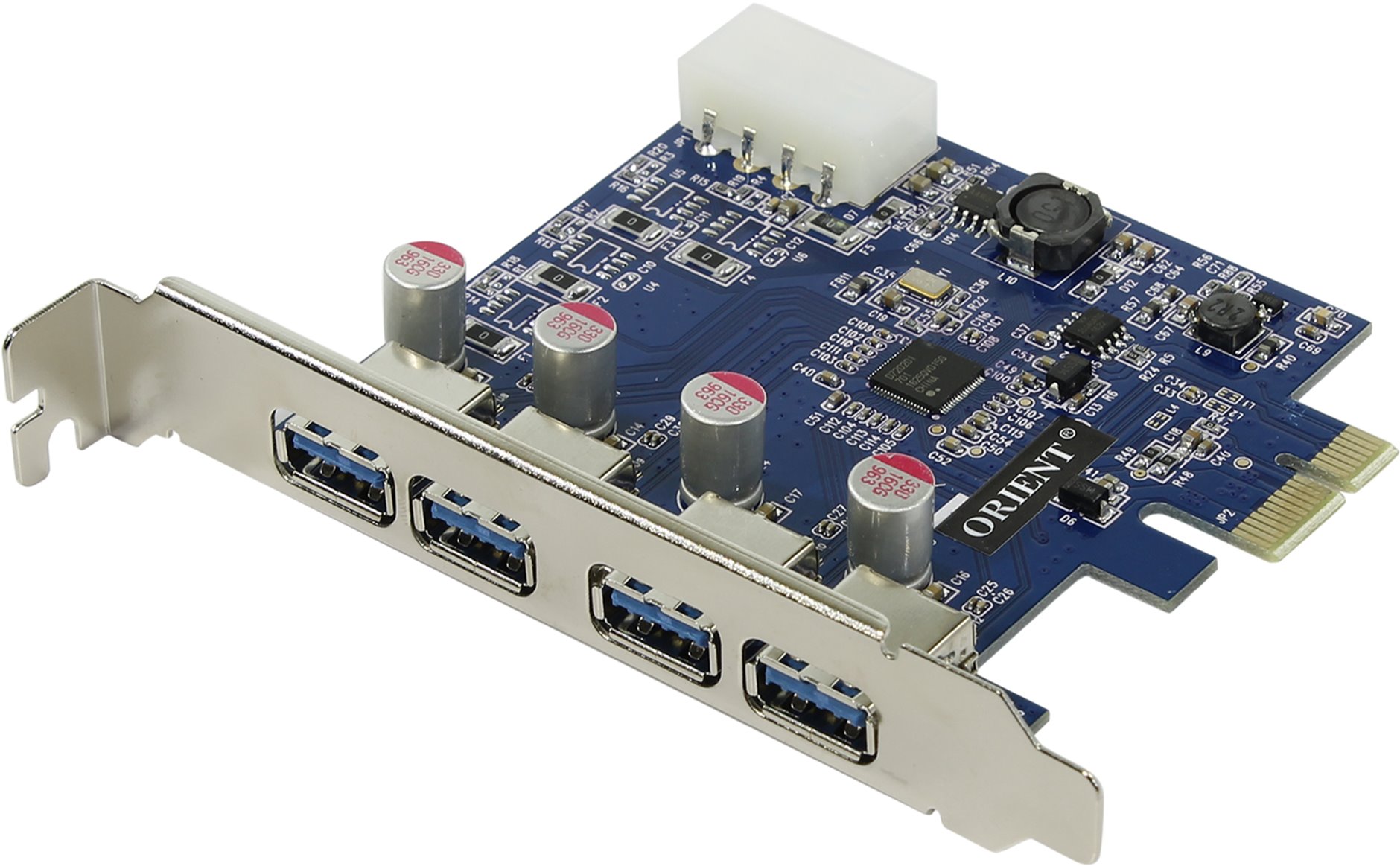 PCI-E USB3.0 контроллер 4 внешних порта USB Orient NC-3U4PE чипсет NEC D720201