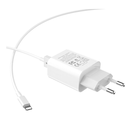 Зарядное уcтройство сетевое(220В) для USB, 2100 mA, 2 порта, шнур Lightning (Apple 8pin)