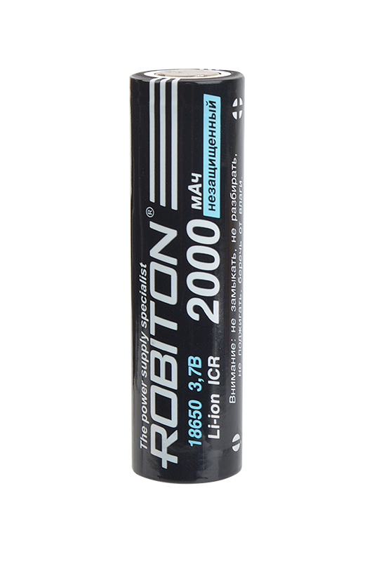Аккумулятор Li-Ion 18650 3.7В 2000 mAh без защиты ROBITON Аккумулятор Li-Ion 18650 3.7В 2000 mAh без защиты ROBITON
