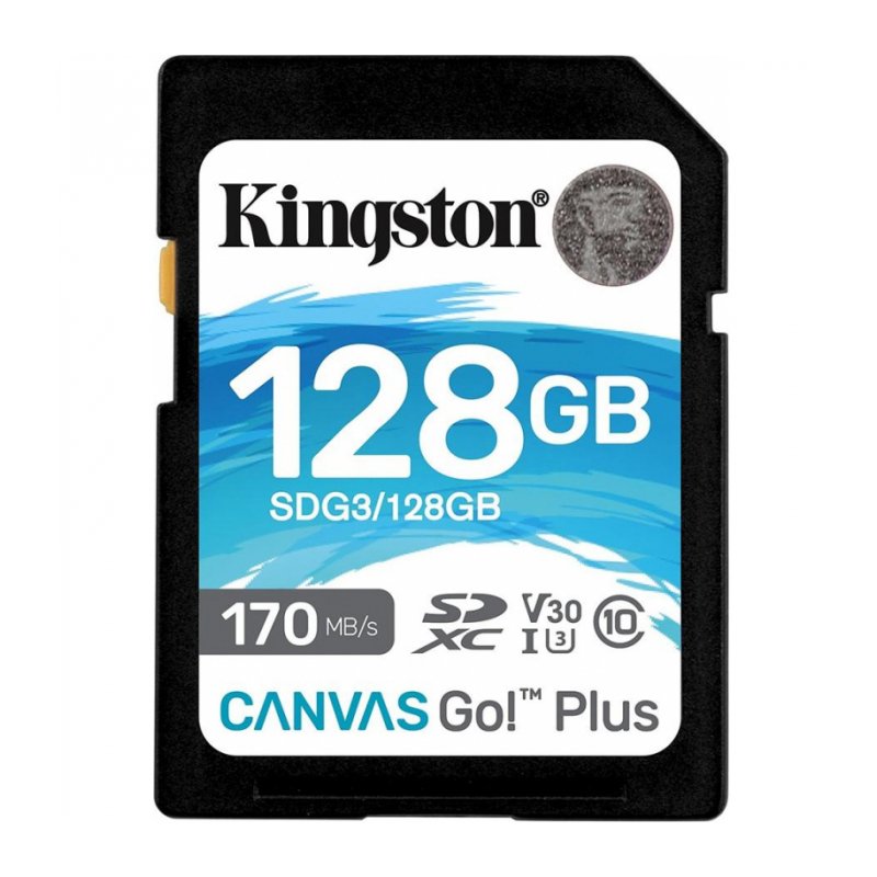   SDXC / Secure Digital eXtended Capacity 128  Kingston lass 10 UHS-1,  170 /,  90 / (U3 V30) CANVAS Go! Plus