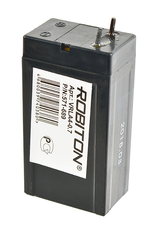 Аккумулятор свинцово-кислотный ROBITON VRLA4-0.7 , 4В 0.7 Aч