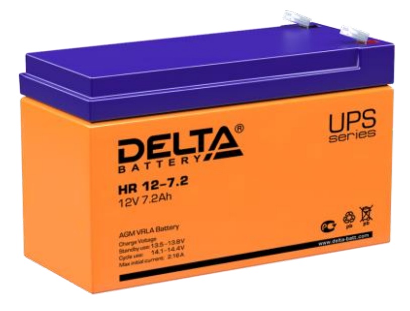 Аккумулятор свинцово-кислотный DELTA HR12-7,2, 12В 7.2 Aч