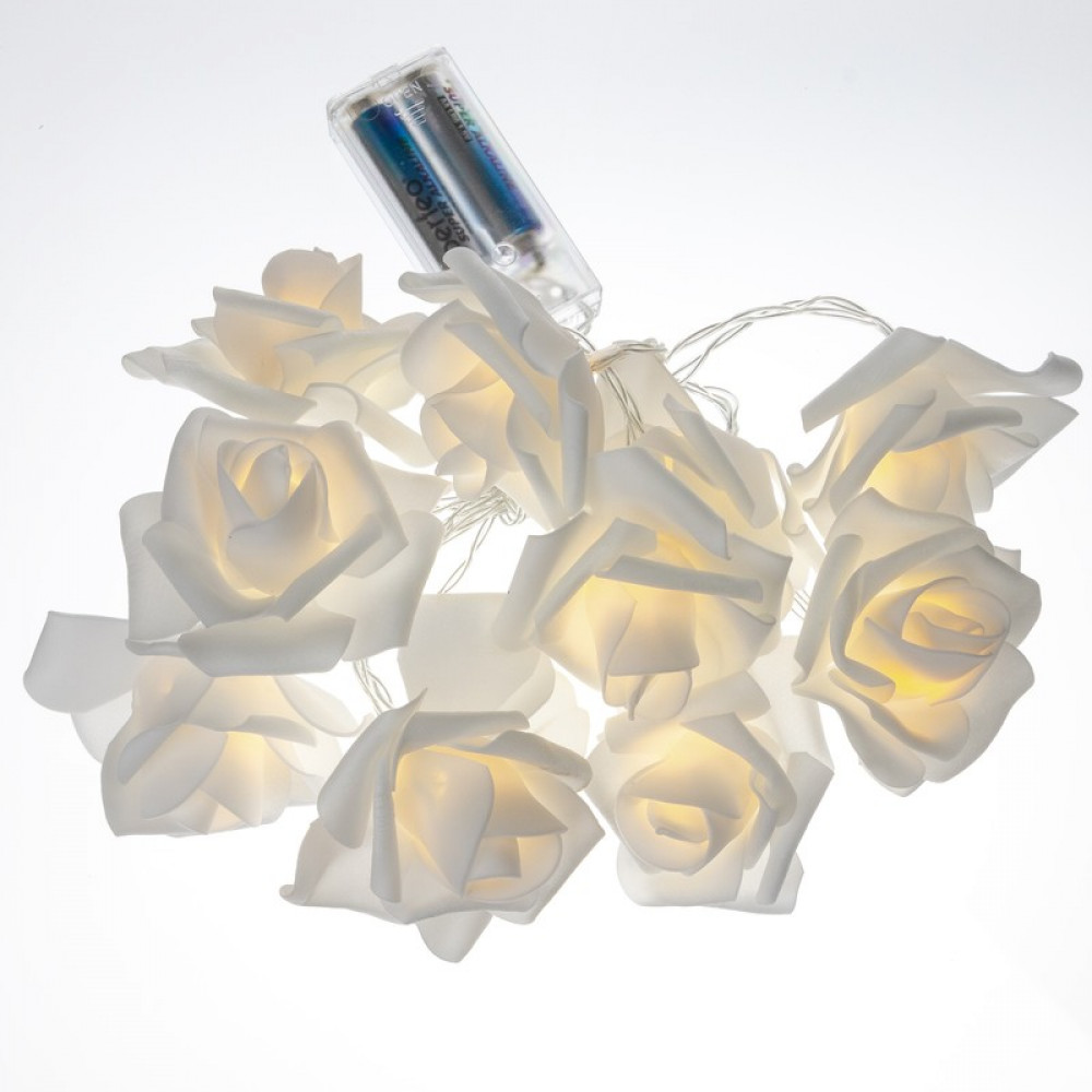 Светодиодная гирлянда ''Роза'',  10 светильников,  ткань, 1,5м, питание 2хAA