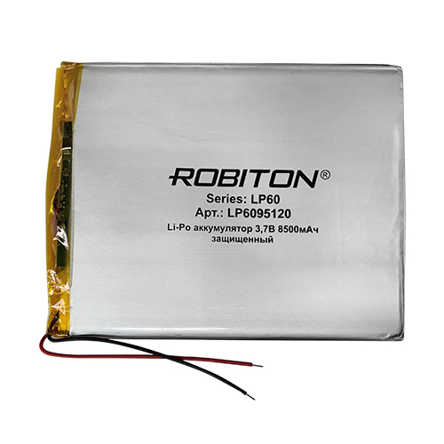 Литий-полимерный аккумулятор LP6095120 3.7В 8500мАч (mAh) с платой защиты, ROBITON