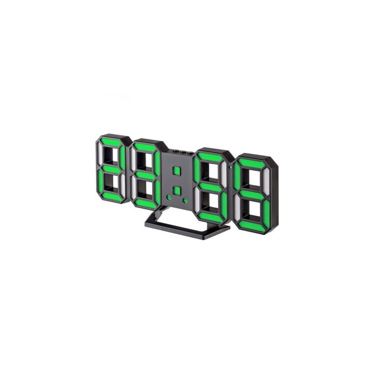 Электронные часы Perfeo Luminous 2 будильник USB, черный корпус, зеленые цифры,