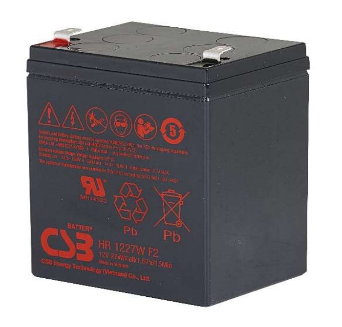 Аккумулятор свинцово-кислотный CSB HR1227W 12В (27 Вт при 15 мин разряде)