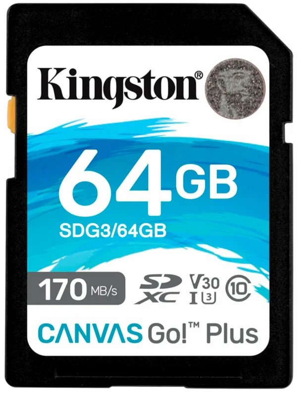 Карта памяти SDXC / Secure Digital eXtended Capacity 64 Гб Kingston Canvas Go! Plus Сlass 10 UHS-1, U3, V30, A2 чтение 170 Мбайт/сек, запись 70 Мбайт/сек Карта памяти SDXC / Secure Digital eXtended Capacity 64 Гб Kingston Canvas Go! Plus Сlass 10 UHS-1, U3, V30, A2 чтение 170 Мбайт/сек, запись 70 Мбайт/сек