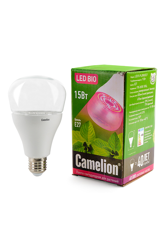 Лампа светодиодная CAMELION E27 15W, биколор, для растений