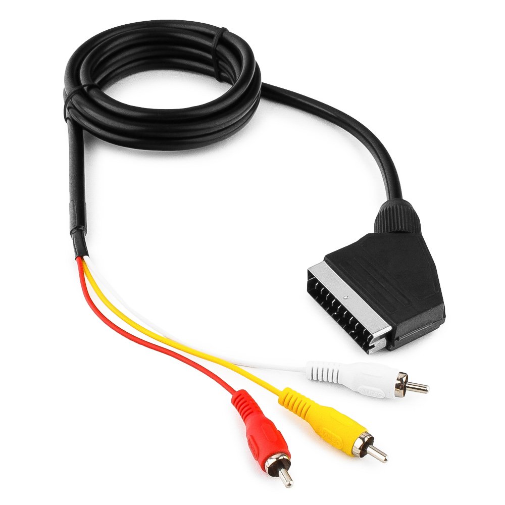 Видео/аудио кабель-переходник 3 RCA -> SCART, 1.8 м