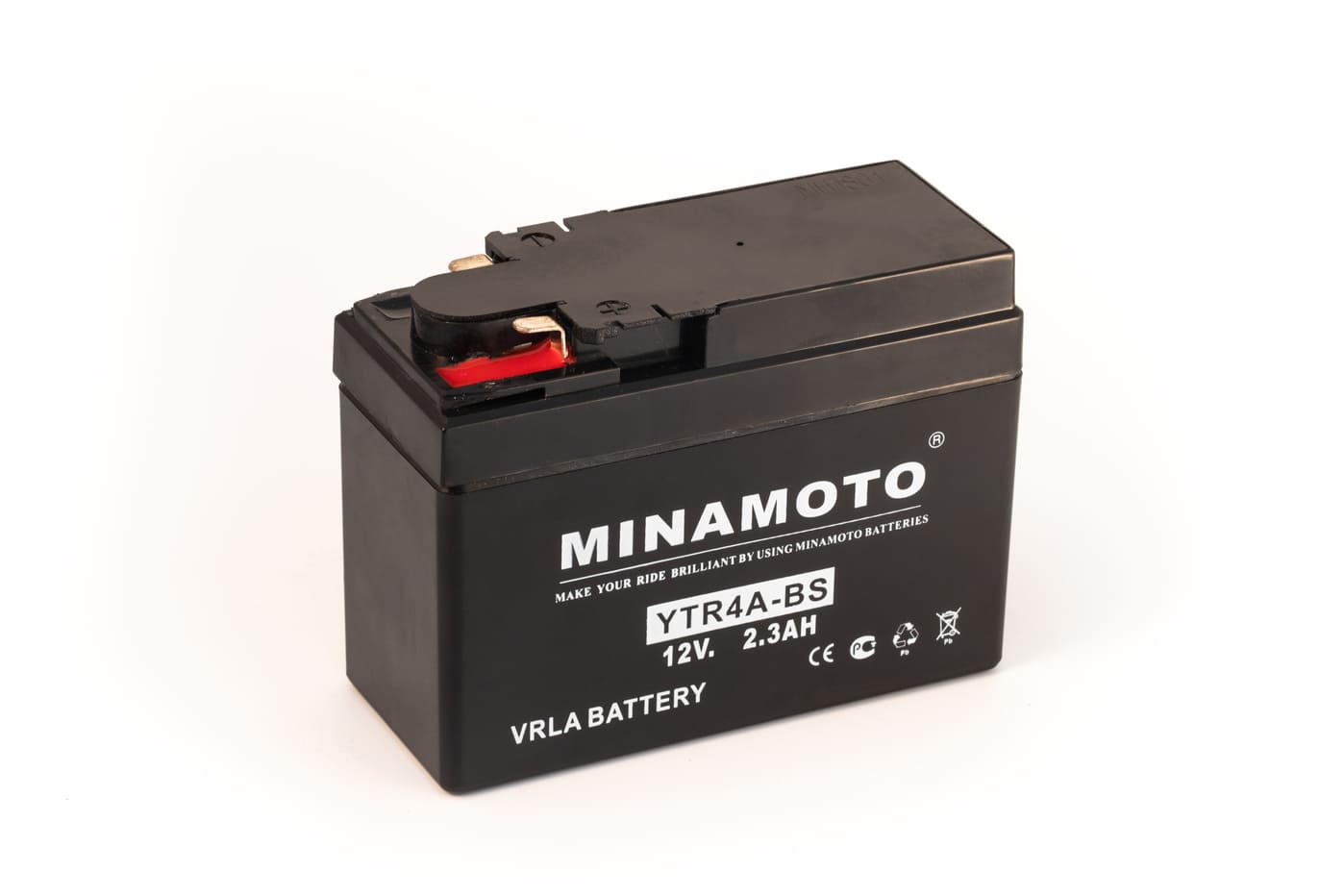 Стартерный (для мототехники) аккумулятор YTR4A-BS (12В, 2.3 Ач, 113x48x85) MINAMOTO.