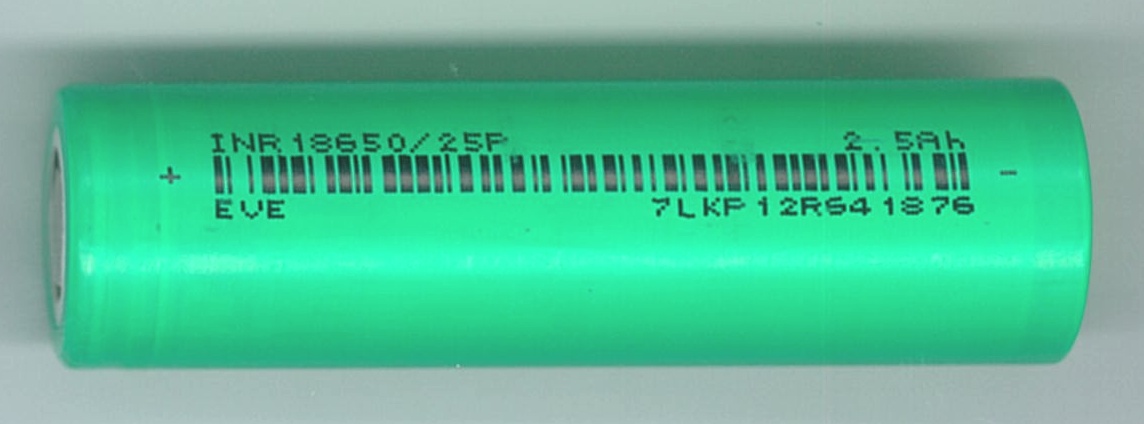 Аккумулятор Li-Ion INR (высокотоковый 30A) 18650 3.7В 2500 mAh INR18650/25p EVE