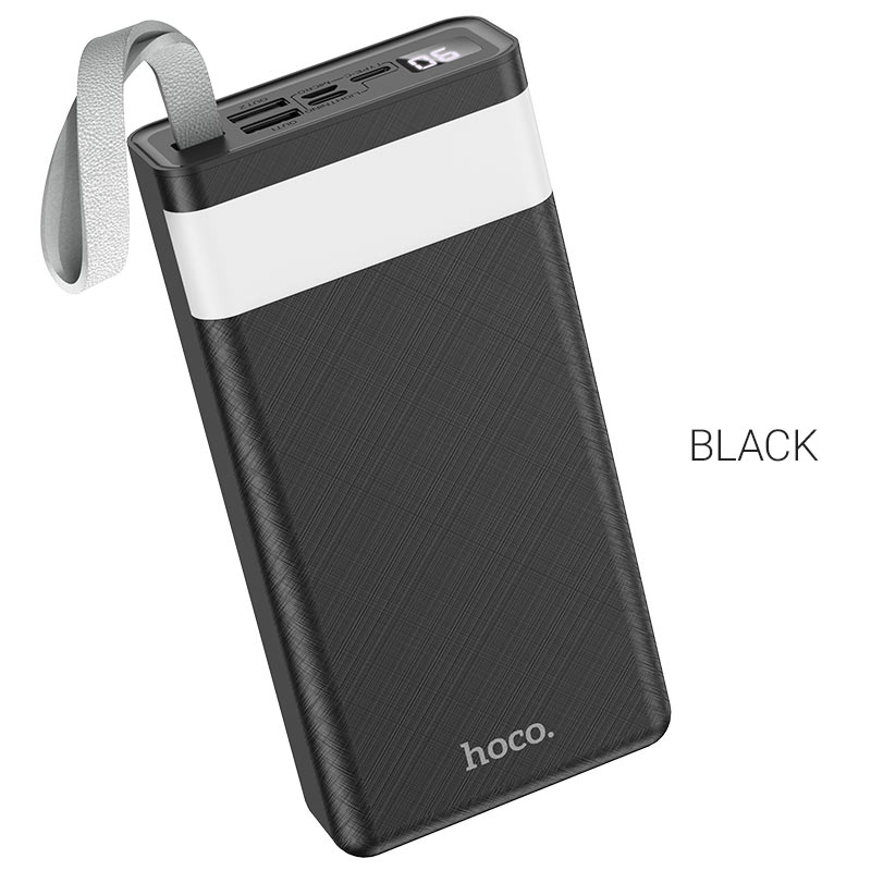Внешний USB аккумулятор (PowerBank) HOCO J73  30000 mAh  для портативной техники, черный цвет , 2 выхода (общий ток 2А), 3 входа : MicroUSB/Type C/ Lightning