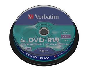 DVD-RW диск 4х  VERBATIM 4.7 Гб Cake Box
