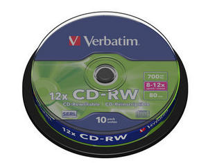 CD-RW диск VERBATIM 8х-12x 700 Мб / 80 мин, CakeBox