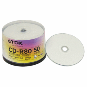 CD-R диск TDK 52х 700 Мб / 80 мин, Cake Box, printable CD-R диск TDK 52х 700 Мб / 80 мин, Cake Box, printable
