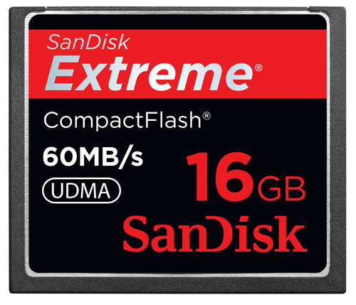 Карта памяти CompactFlash 16 Гб, SANDISK Extreme 400x (60 Мбайт/сек)