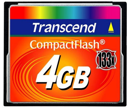 Карта памяти CompactFlash 4.0 Гб, TRANSCEND 133x