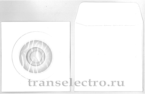 Конверт для мини компакт-диска  бумажный c окном [м1001]