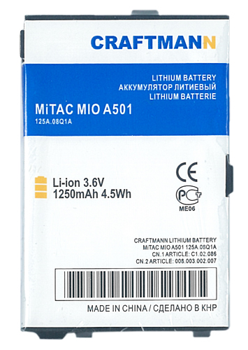  MITAC MIO A501 [E3MT171103C12], 1250 mAh CRAFTMANN