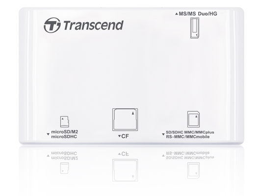 Устройство чтения-записи карт памяти (ридер) P8 >>USB 2.0, белый корпус Transcend