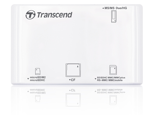 Устройство чтения-записи карт памяти (ридер) P8 >>USB 2.0, белый корпус Transcend Устройство чтения-записи карт памяти (ридер) P8 >>USB 2.0, белый корпус Transcend