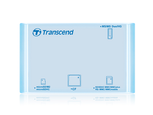 Устройство чтения-записи карт памяти (ридер) P8 >>USB 2.0, голубой корпус Transcend Устройство чтения-записи карт памяти (ридер) P8 >>USB 2.0, голубой корпус Transcend