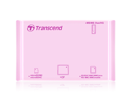 Устройство чтения-записи карт памяти (ридер) P8 >>USB 2.0, розовый корпус Transcend