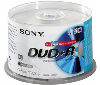 DVD+R диск 16х  SONY 4.7 Гб Cake Box