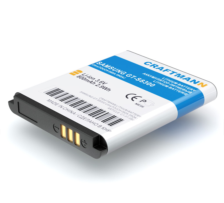 Аккумулятор SAMSUNG GT-S8300 ULTRA TOUCH , 800 mAh CRAFTMANN Аккумулятор SAMSUNG GT-S8300 ULTRA TOUCH , 800 mAh CRAFTMANN